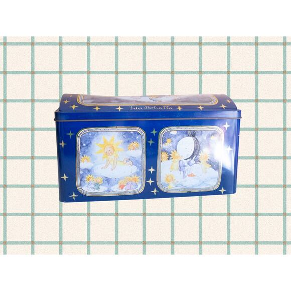 Vintage Celestial Tin Box Schmidt Made in Germany – Blue & Yellow Storage Tin - Picture 1 of 8